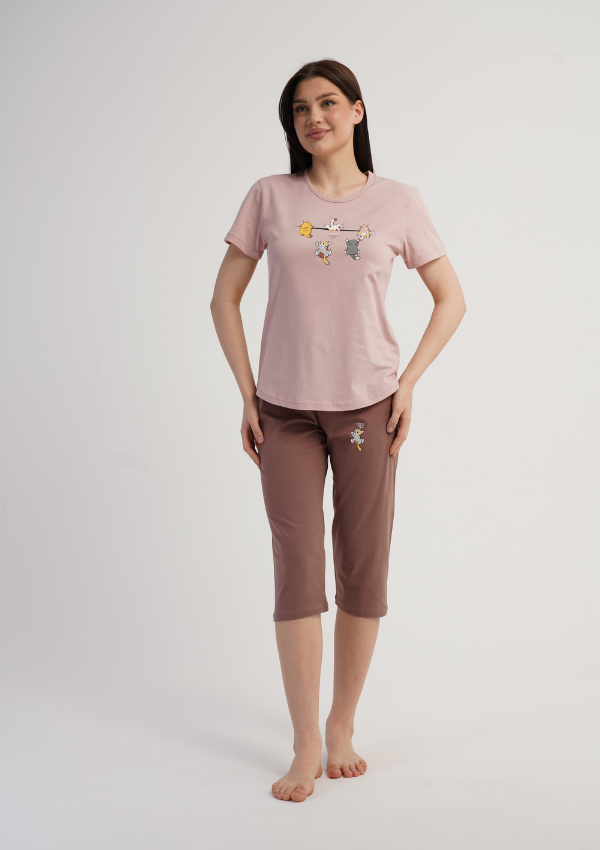 Piżama Damska Vienetta Sweet Animals, Różowy, r. M-XXL