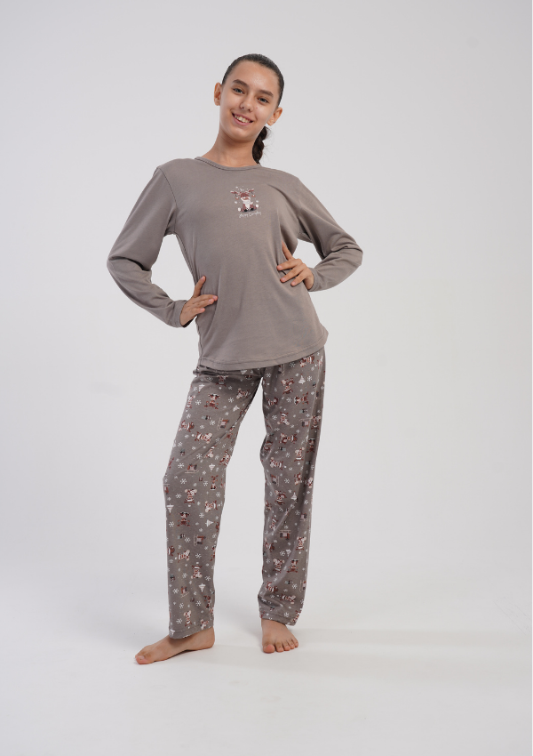 Piżama Dziecięca Vienetta Cozy Reindeer, Szary, r. 116-158