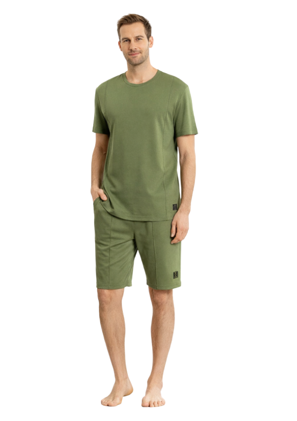 Piżama Męska Olive Bamboo Set, Zielony, r. M-XL