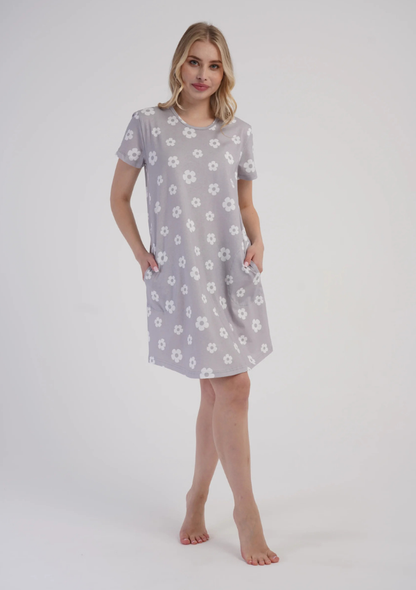Koszula Nocna Vienetta Silver Daisy, Szary, r. M-XXL