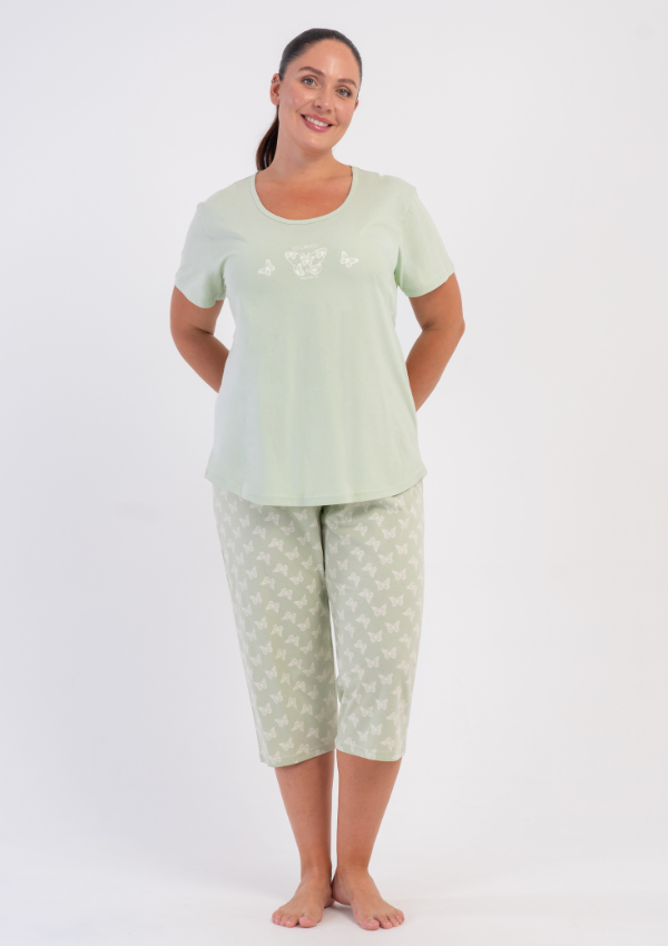 Piżama Damska Vienetta Mint White, Zielony, r. 1XL-4XL