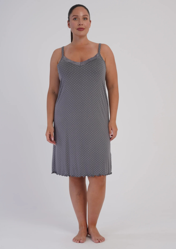 Koszula Nocna Damska Graphite Polka, Szary, r. 1XL - 4XL