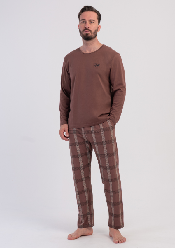 Piżama Męska Vienetta Mocha Heritage, Brązowy, r. M-XXL