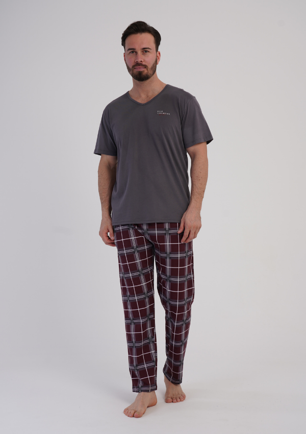 Piżama Męska Vienetta Graphite Home, Szary, r. 1XL-4XL