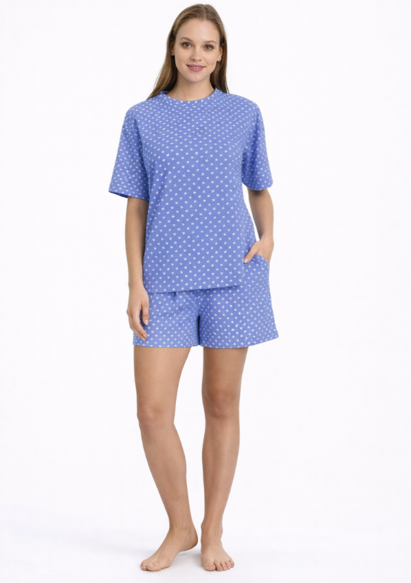 Piżama Damska Blue Star Set, Niebieski, M-XL
