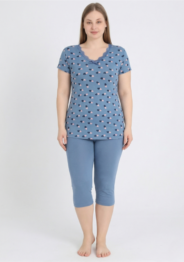 Piżama damska Blue Hearts, Niebieski, r. 2XL-5XL