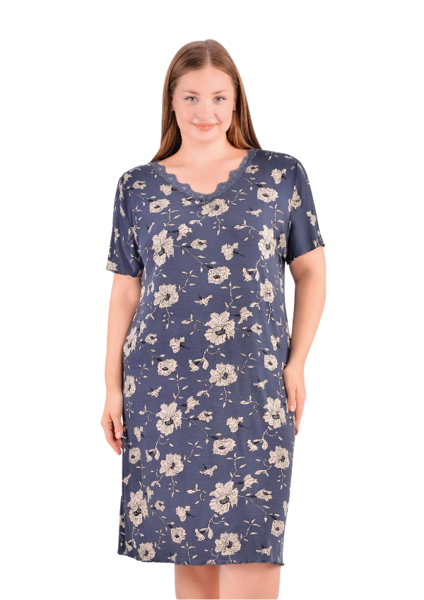Koszula Nocna Navy Blossom, Niebieski, r. 2XL - 5XL