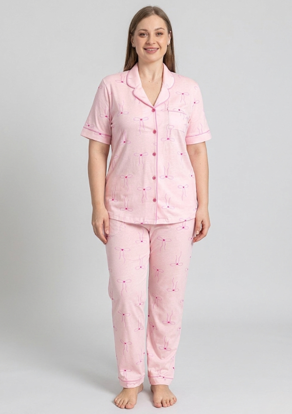 Piżama Damska Pink Ribbon, Różowy, r. 2XL-4XL