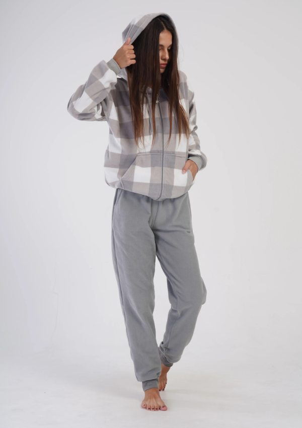 Piżama Damska Polarowa Classic Warm, Szary, r. S-XL