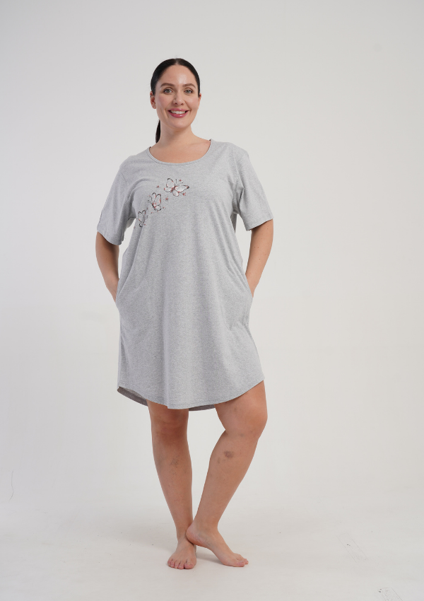 Koszula Nocna Damska Vienetta Apricot Breeze, Szary, r. 1XL - 4XL
