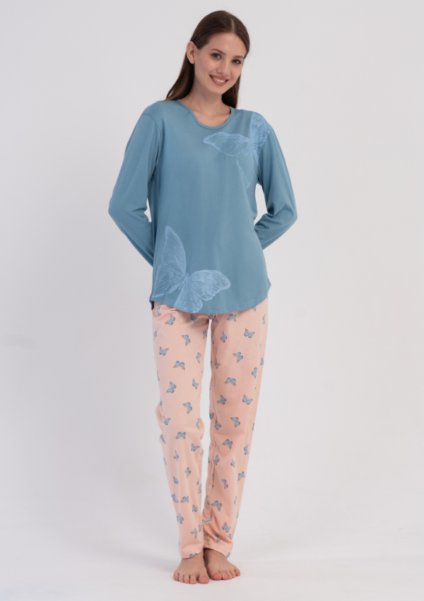 Piżama Damska Vienetta Gentle Butterfly, Niebieski, r. M-XXL