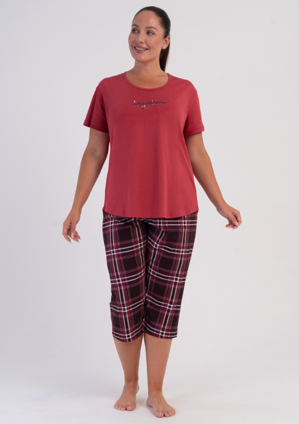 Piżama Damska Vienetta Together, Czerwony, r. 1XL-4XL