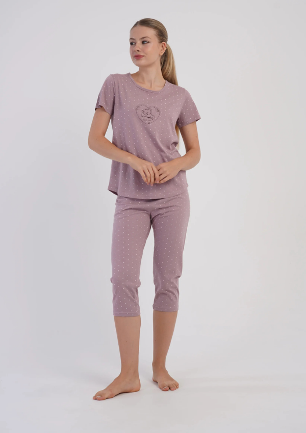 Piżama Damska Vienetta Heather Teddy, Różowy, r. M-XXL