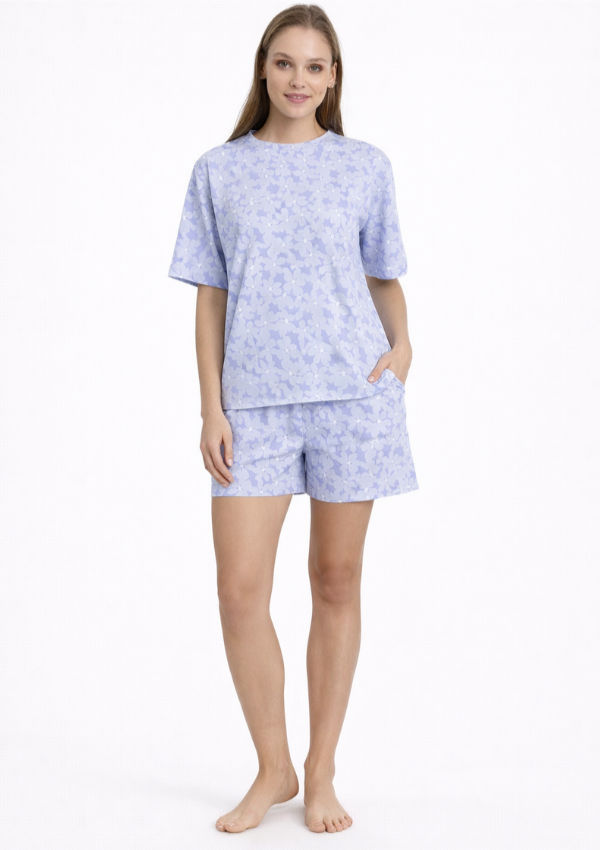 Piżama Damska Lilac Flower Set, Liliowy, M-XL
