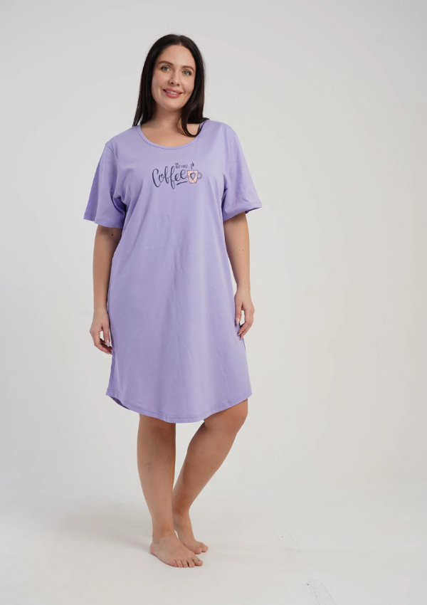 Koszula Nocna Damska Vienetta Lavender Coffee, Fioletowy, r. 1XL - 4XL