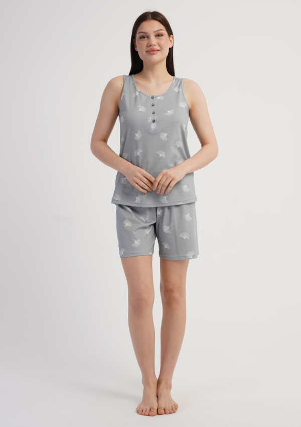 Piżama Damska Silver Leaves, Szary, S -XL