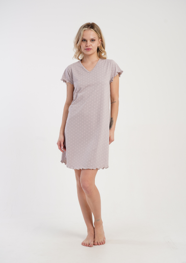 Koszula Nocna Vienetta Beige Dots, Beżowy, r. L-XXL