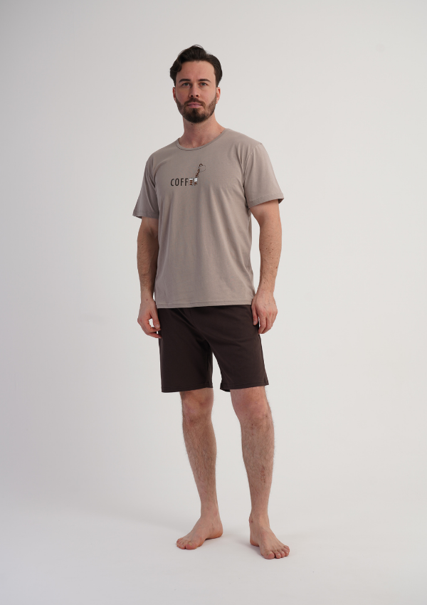 Piżama Męska Vienetta Coffee Relax, Szary, r. 1XL-4XL