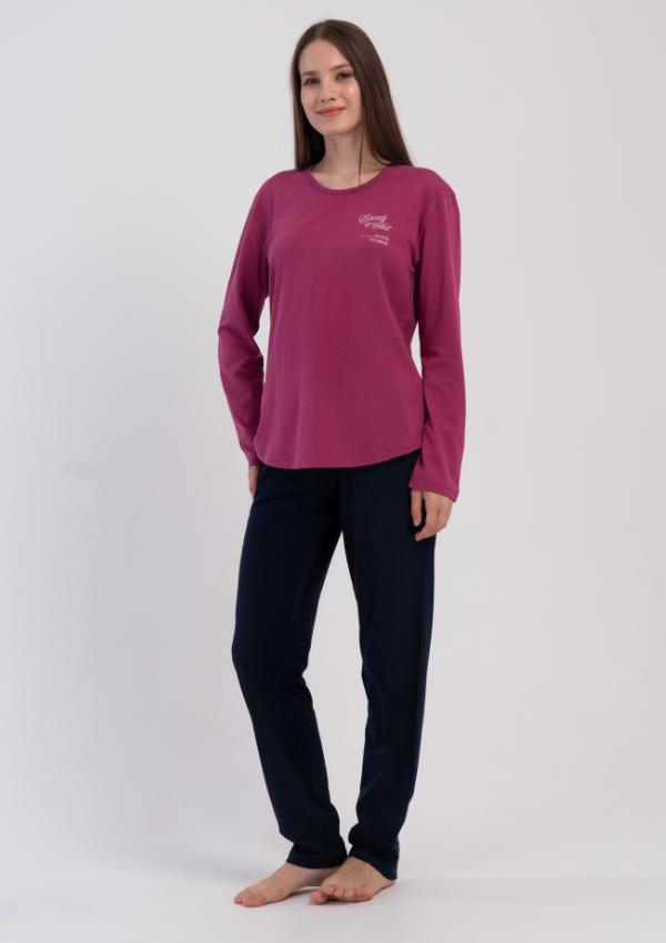 Piżama Damska Vienetta Fuchsia Navy, Fuksja, r. S-XL
