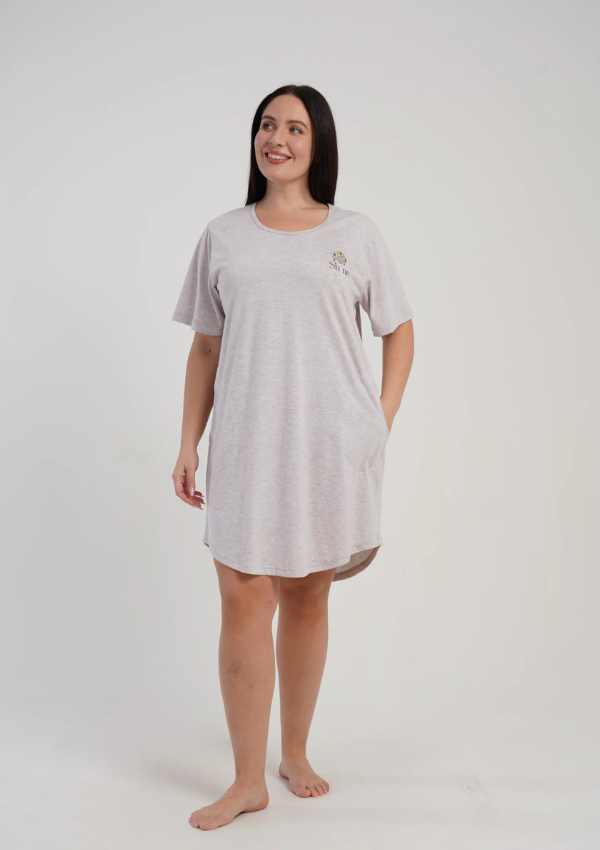 Koszula Nocna Damska Vienetta Soft Melange, Beżowy, r. 1XL - 4XL