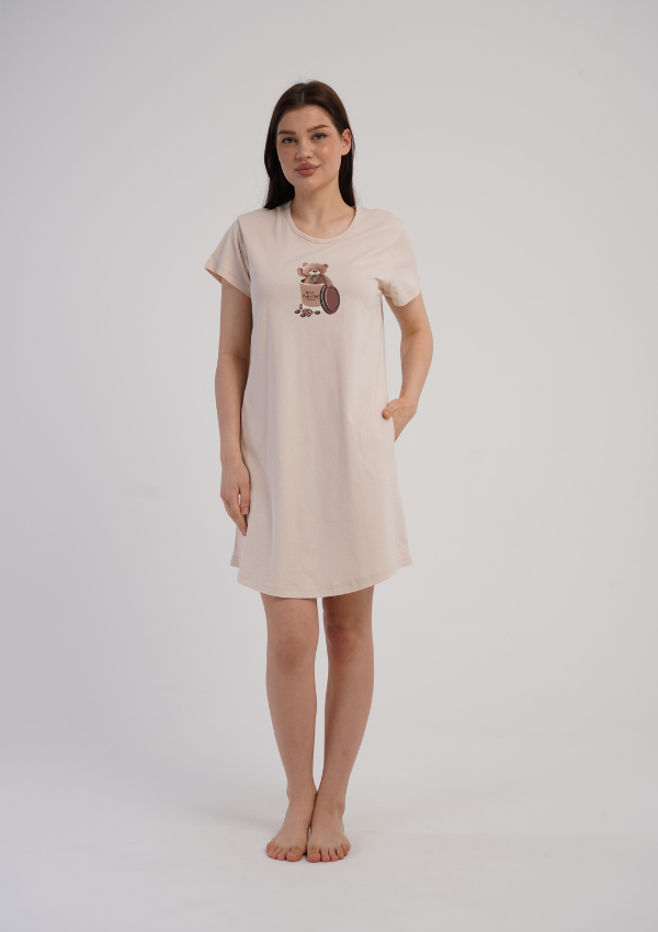 Koszula Nocna Vienetta Ecru Bear, Ecru, r. M-XXL