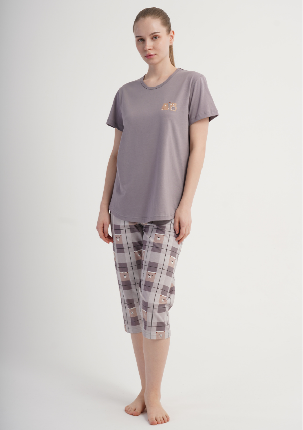 Piżama Damska Vienetta Lilac Bears, Liliowy, r. M-XXL