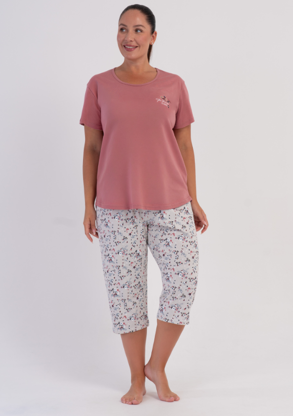 Piżama Damska Vienetta Floral Comfort, Różowy,, r. 1XL-4XL