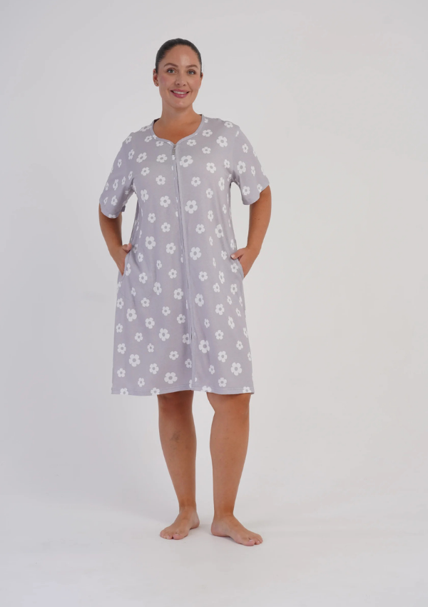 Szlafrok damski Vienetta Silver Blossom, Szary, r. 1XL-4XL