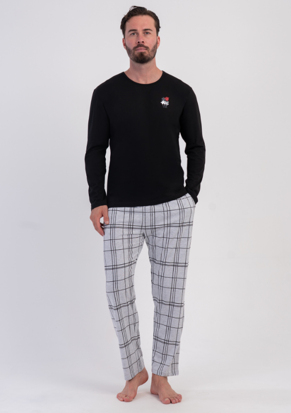 Piżama Męska Vienetta Black Grey, Czarny, r. M-XXL