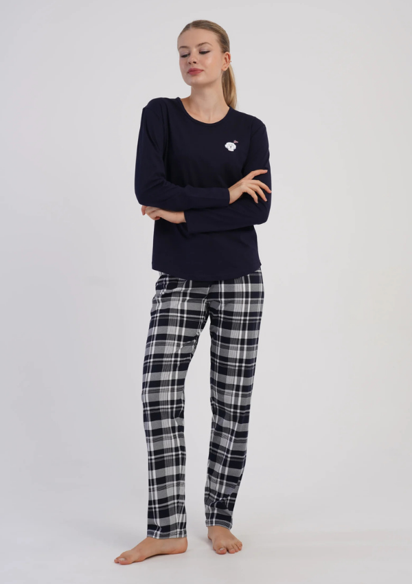 Piżama Damska Vienetta, Midnight Ivory, Granatowy, r. S-XL