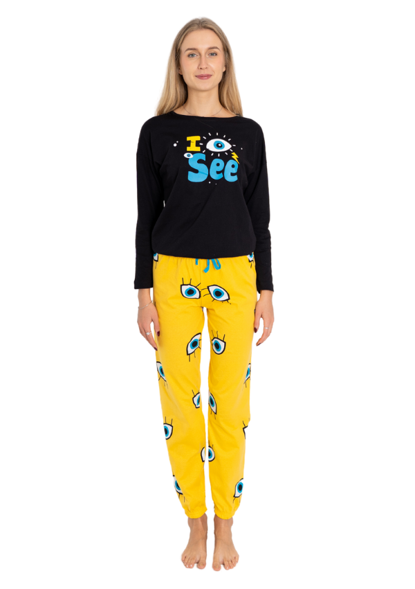 Piżama Damska Vienetta Eye Dream, Żółty, r. S-XL
