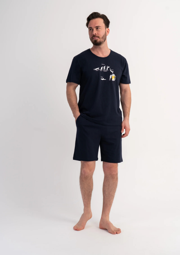 Piżama Męska Vienetta Navy Chill, Granatowy, r. 5XL-7XL