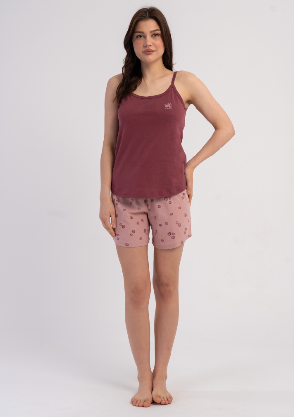Piżama Damska Wild Blossom, Bordowy, S -XL