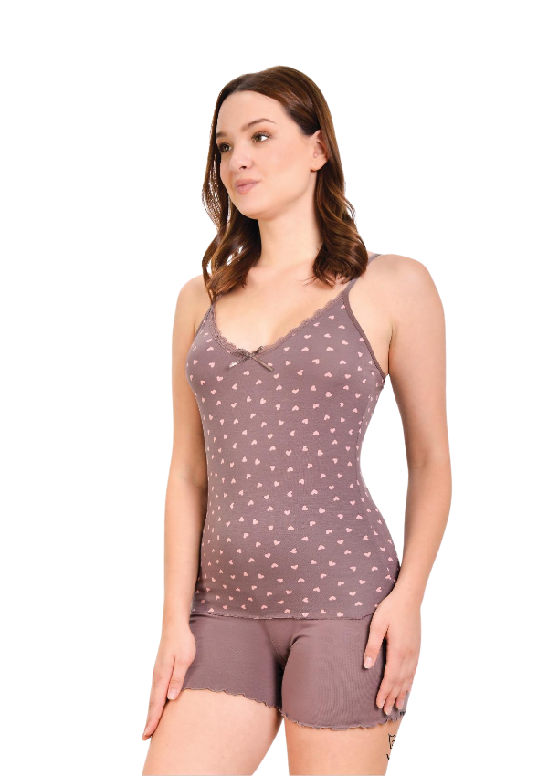 Piżama Damska Cappuccino Hearts Set, Różowy, M -2XL