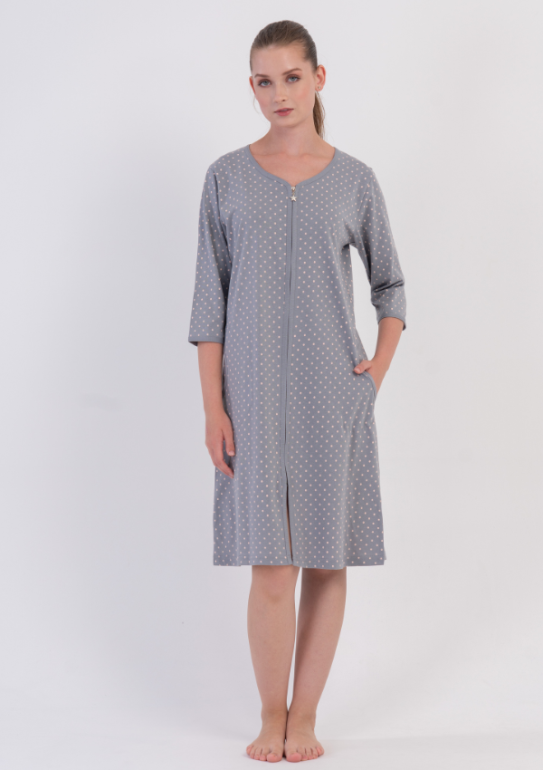 Szlafrok damski Vienetta Silver Pearl, Szary, r. M-XXL