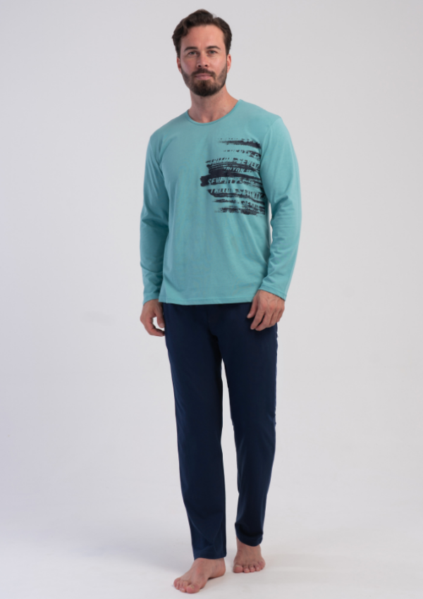 Piżama Męska Vienetta Navy Urban, Turkusowy r. M-XXL