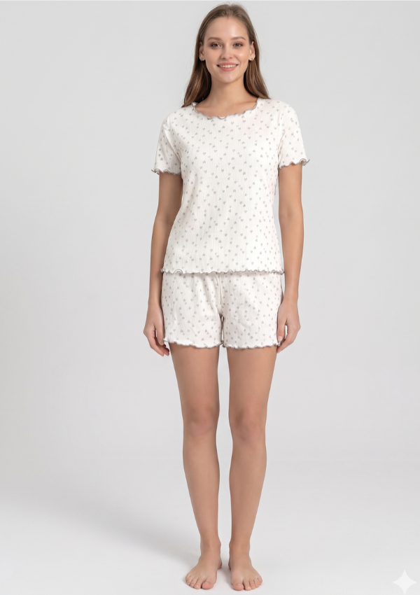Piżama Damska Heart Breeze, Ecru, M-XL
