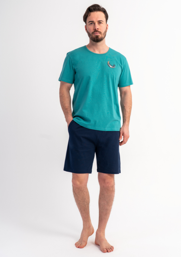 Piżama Męska Vienetta Ocean Ease, Morski, r. S-XL