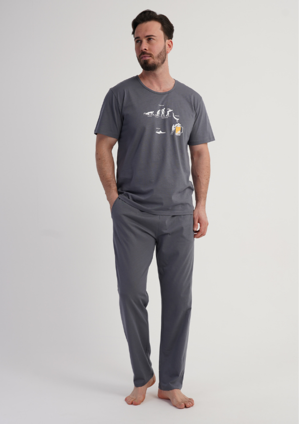 Piżama Męska Vienetta Graphite Relax, Szary, r. 5XL-7XL