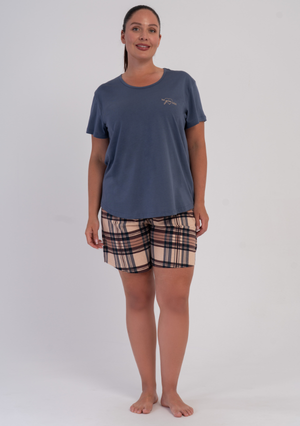 Piżama Damska Vienetta Blue Cabin, Niebieski, r. 1XL-4XL