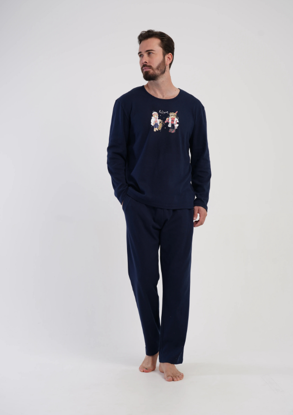 Piżama Męska Vienetta Re Sleep, Granatowy, r. M-XXL