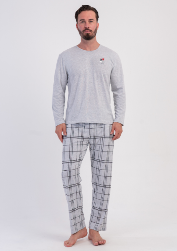Piżama Męska Vienetta Black Grey, Szary, r. M-XXL