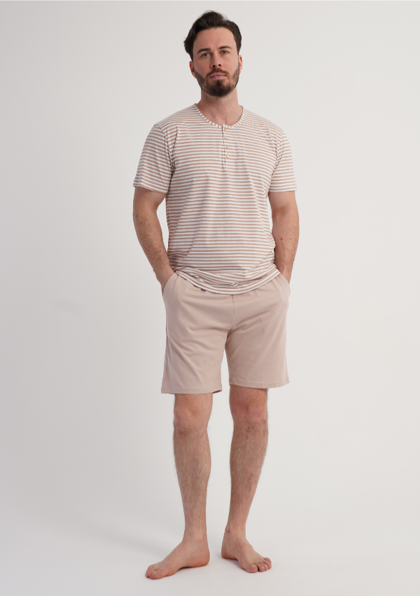 Piżama Męska Vienetta Stripe Relax, Beżowy, r. L-XXL