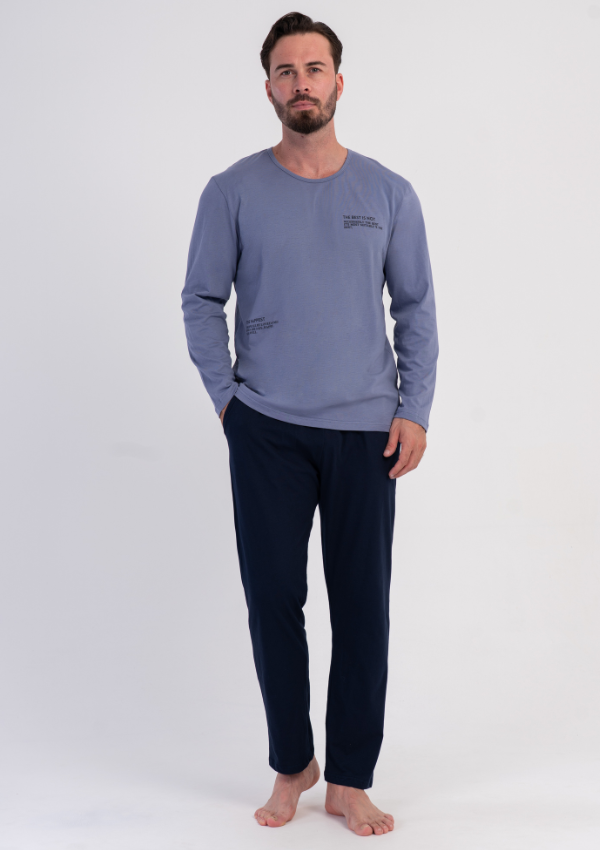 Piżama Męska Vienetta Navy Modern, Niebieski, r. M-XXL