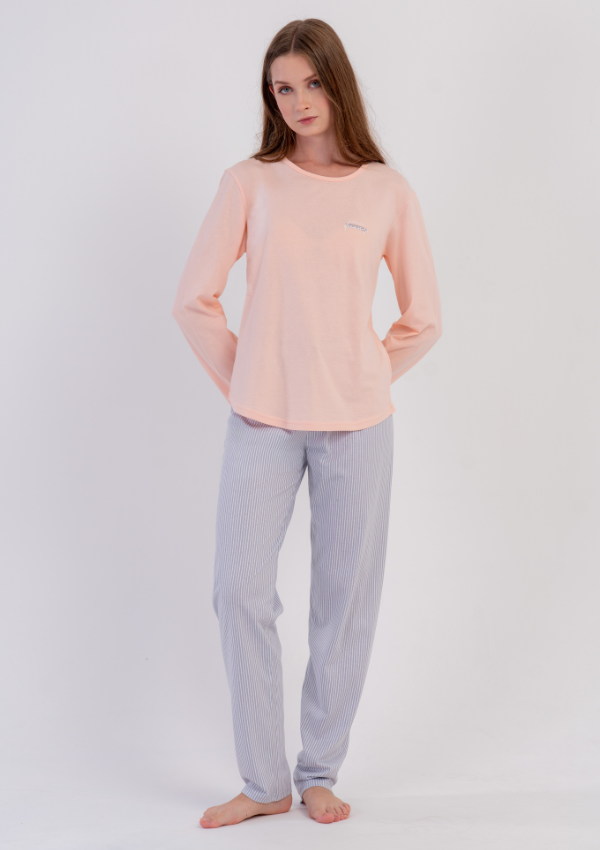 Piżama Damska Vienetta, Peach Soft, Brzoskwiniowy, r. S-XL