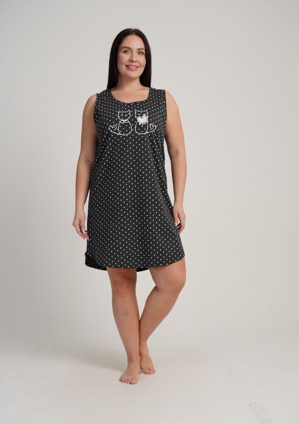 Koszula Nocna Damska Graphite Dots, Grafitowy, r. 1XL - 4XL