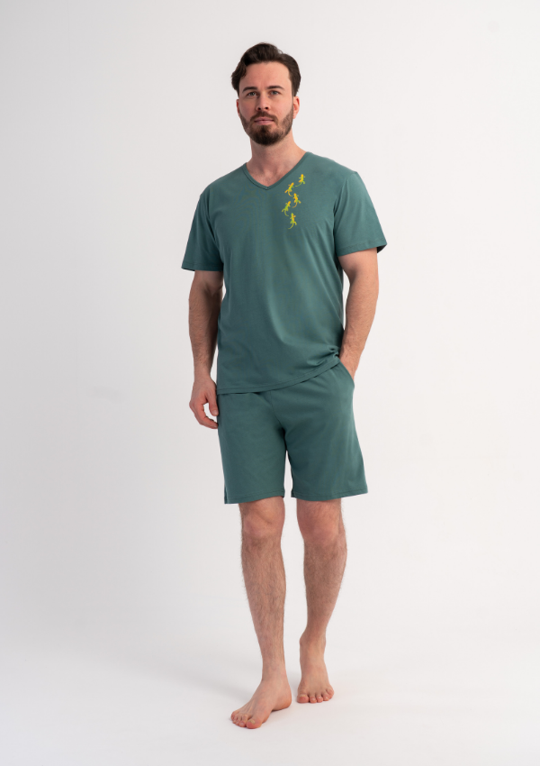 Piżama Męska Vienetta Green Motion, Zielony, r. M-XL