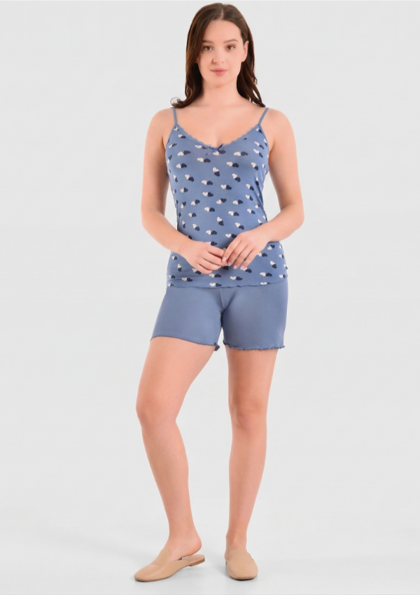Piżama Damska Blue Hearts, Niebieski, M - 2XL