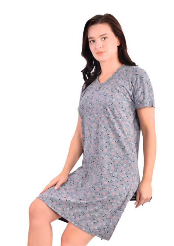 Koszula Nocna Grey Blossom, Szary, r. L - 3XL