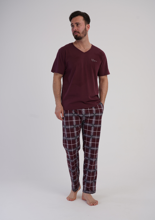 Piżama Męska Vienetta claret Home, Bordowy r. 1XL-4XL